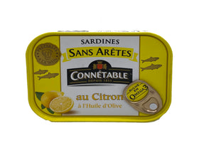 Sardines sans arêtes au citron et à l'huile d'olive 140g Connétable