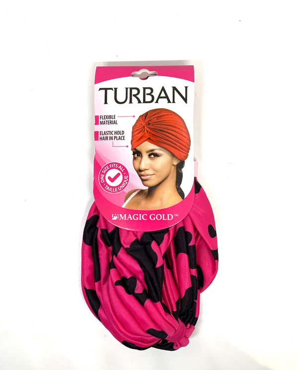 Turban rose-noir pour cheveux Magic gold