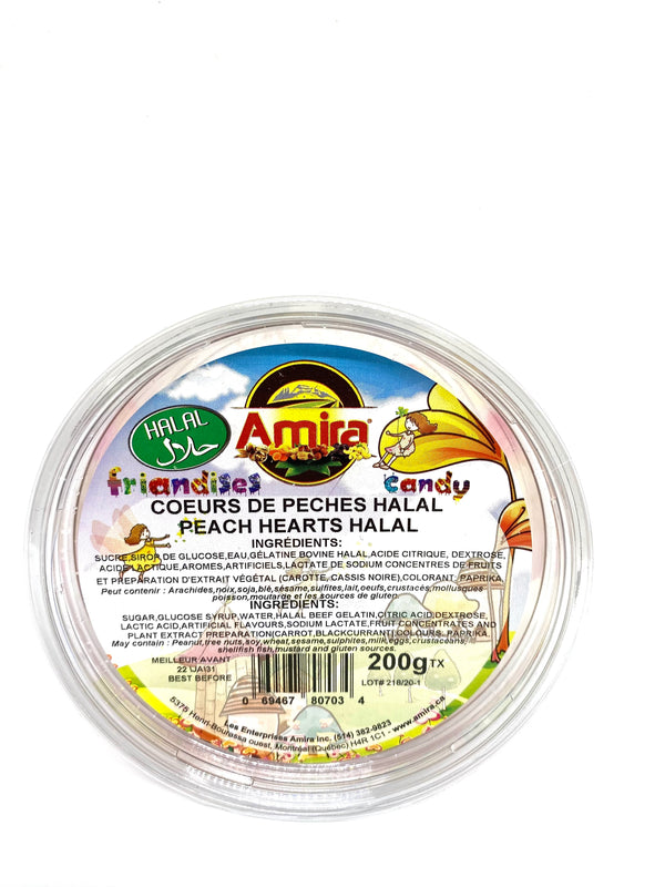Friandises candy cœur de pêches halal amira 200g
