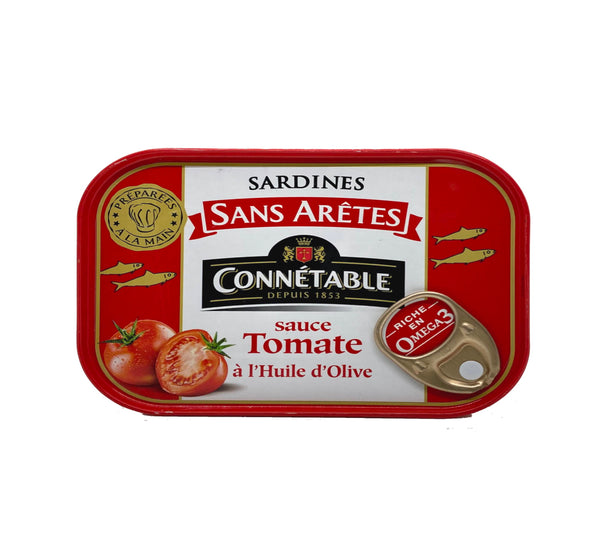 Sardines sans arêtes à la sauce tomate et à l'huile d'olive 140g Connétable