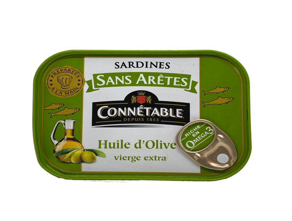 Sardines sans arêtes à l'huile d'olive vierge extra 140g Connétable