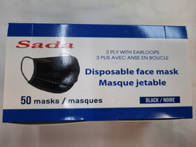 Masque jetable noir Sada 50 unités